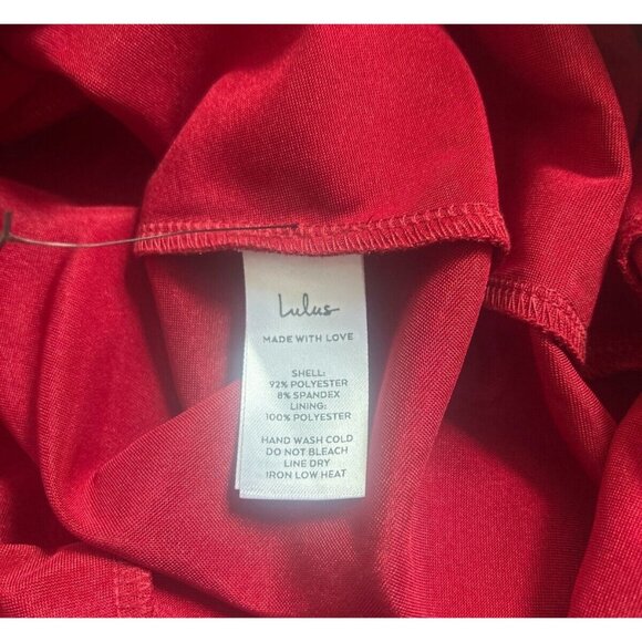 Lulus Forever Your Girl Red Wine Satin Mini Dress Draped Skirt Tulip Hem S - Picture 7 of 11